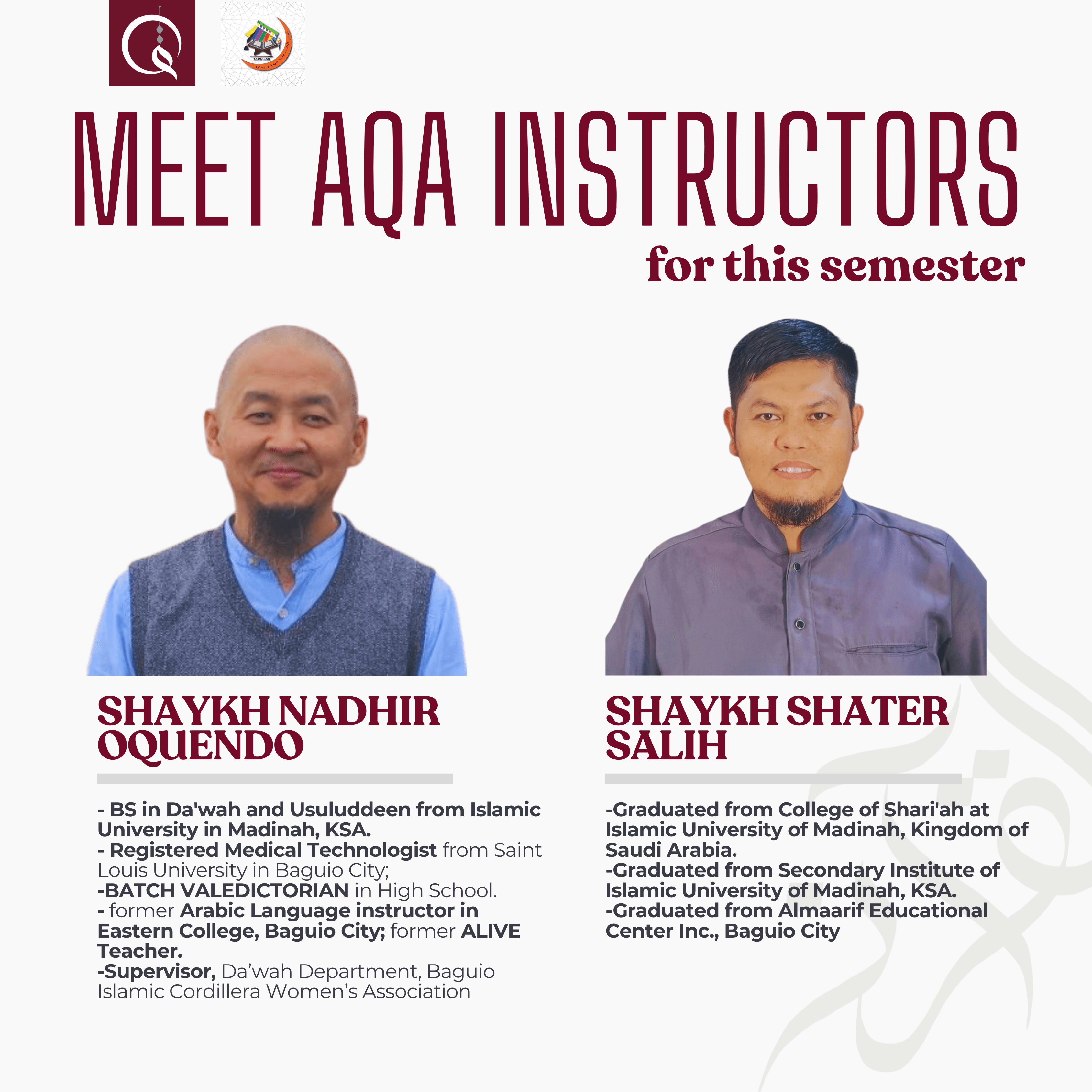 Faculty profile: Shaykh Nadhir Oquendo and Shaykh Shater Salih