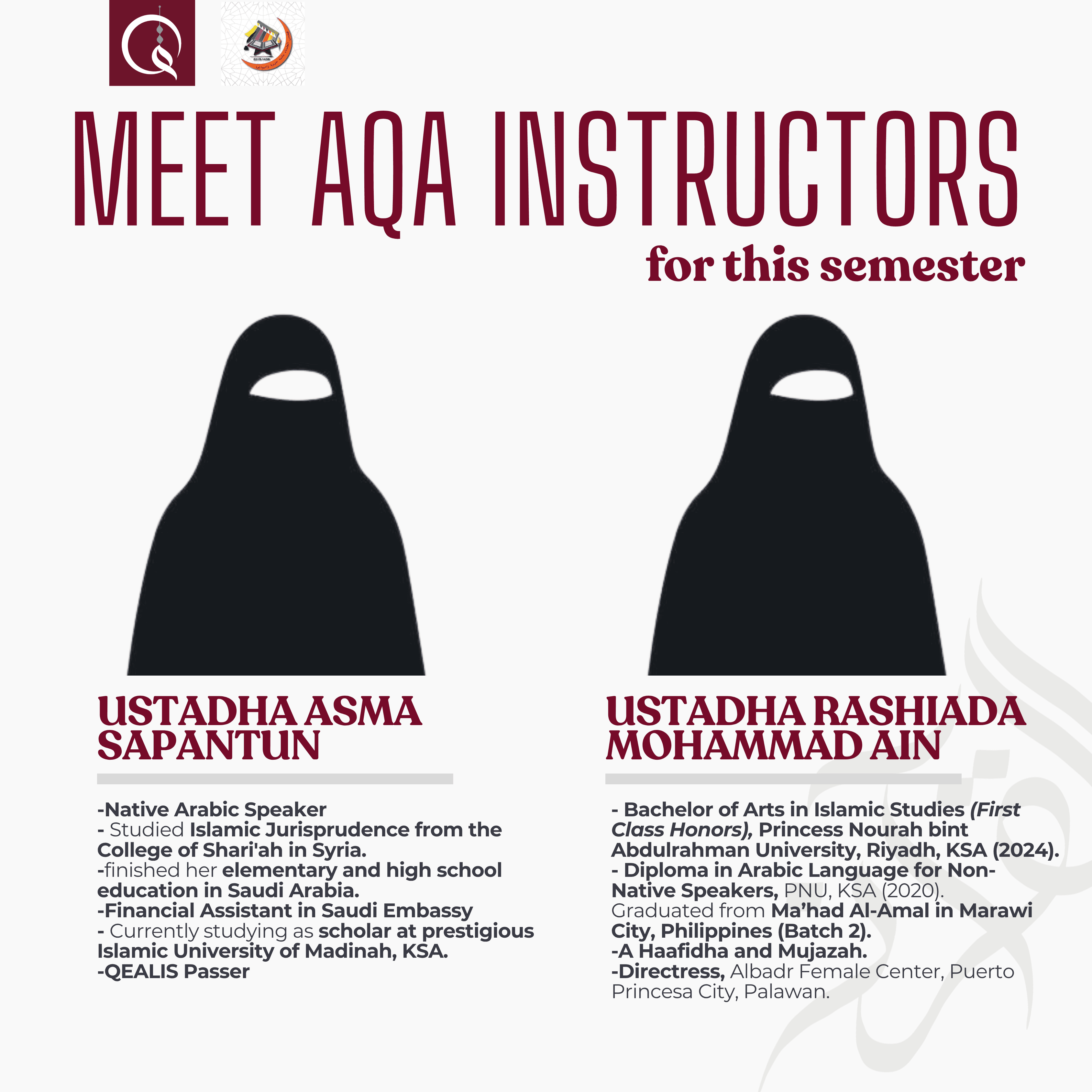 Faculty profile: Ustadha Asma Sapantun and Ustadha Rashiada Mohammad Ain